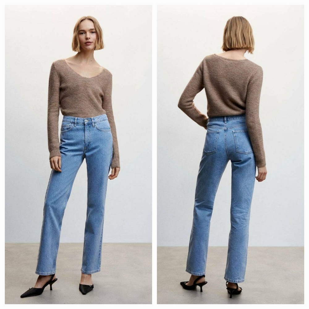 Mango Matilda Straight Leg Jeans, Medium Wash, Size 8